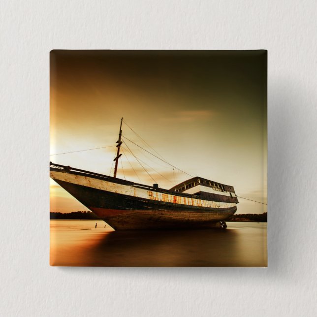 The Body Of Old Ship | Bali, Indonesia 2 Inch Square Button (Front)