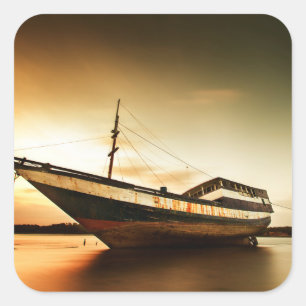 The Body Of Old Ship Bali, Indonesia Square Sticker