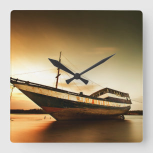 The Body Of Old Ship Bali, Indonesia Square Wall Clock