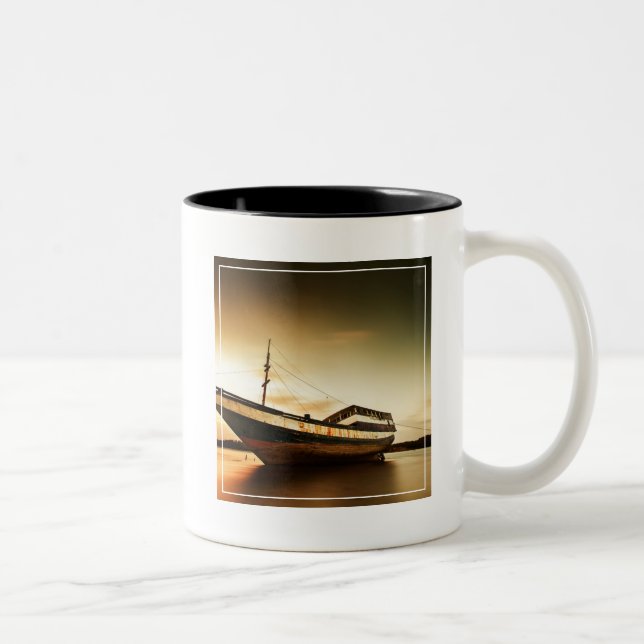 The Body Of Old Ship | Bali, Indonesia Two-Tone Coffee Mug (Right)