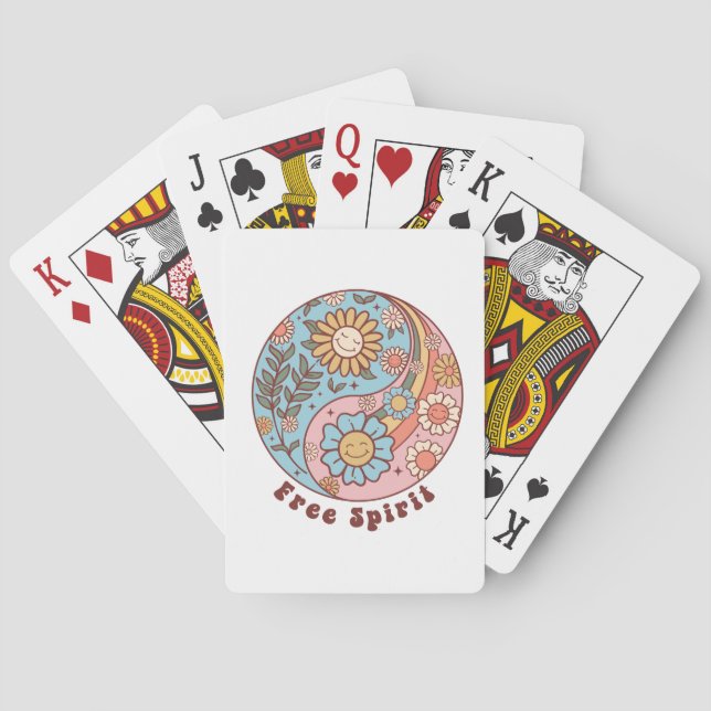 The Boho Retro Flowers Playing Cards (Back)