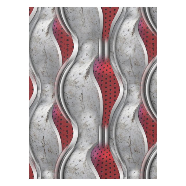 The Bold Metallic 3D Red Grey Texture  Tablecloth (Front)