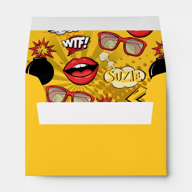The Bomb Retro Lips Red/Gold ID553 Envelope (Back (Bottom))