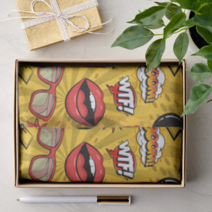 The Bomb Retro Lips Red/Gold ID553 Tissue Paper