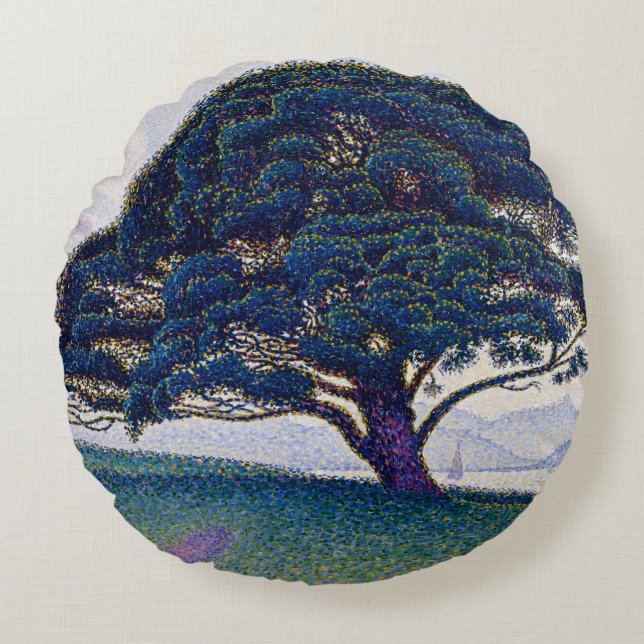 The Bonaventure Pine - Paul Signac Round Pillow (Front)