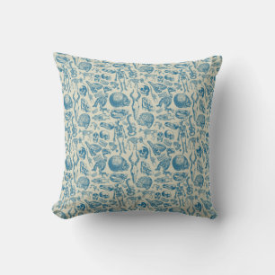 The Bone Collection Animal Skulls and Skeleton Throw Pillow
