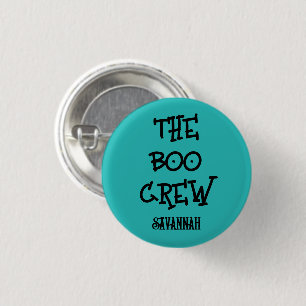 The boo crew custom name teal Halloween Kids 1 Inch Round Button
