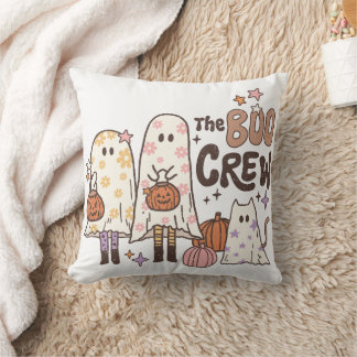 The Boo Crew Cute Ghost Halloween Throw Pillow