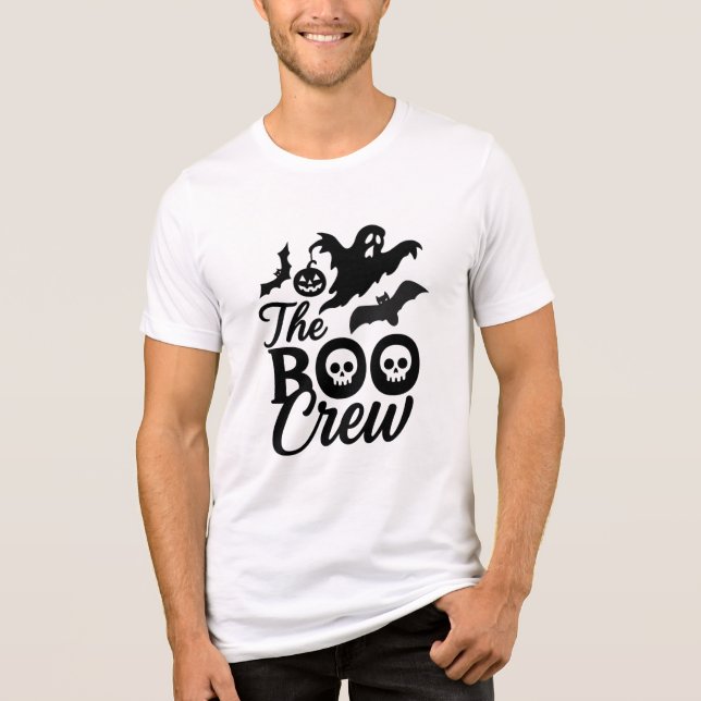The Boo Crew Halloween Skull & Ghost Spooky Tri-Blend Shirt (Front)