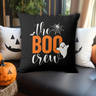 The Boo Crew Orange and Black Halloween Throw Pillow