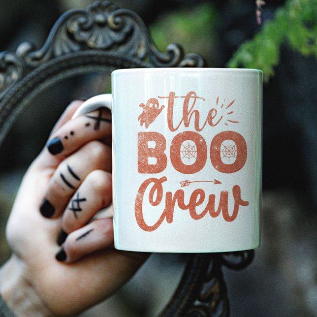 The Boo Crew Orange Glitter Personalized Two-Tone Coffee Mug (Creator Uploaded)