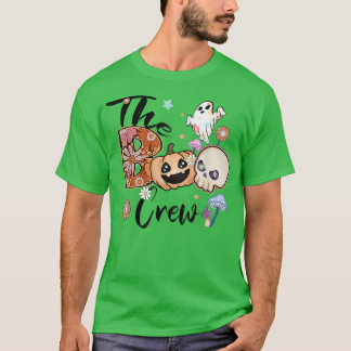 The Boo Crew Vintage Floral Ghost Hippie Halloween T-Shirt