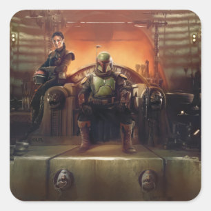 The Book of Boba Fett   Boba Fett on Throne Square Sticker