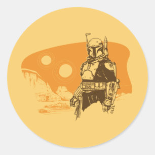 The Book of Boba Fett   Retro Tatooine Vista Classic Round Sticker