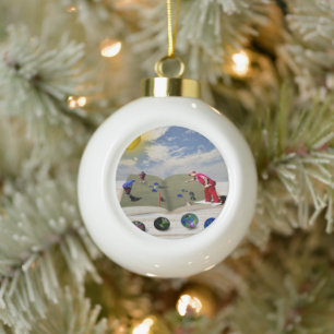 The Book Of Lawn Bowls Popout Art, Christmas Ball Ceramic Ball Christmas Ornament