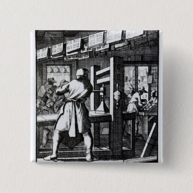 The Book Printer 2 Inch Square Button (Front)
