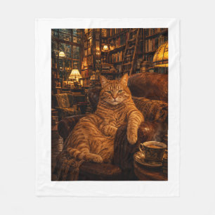 "The Bookshop Cat Fleece Blanket