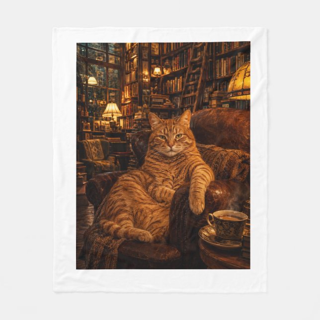 "The Bookshop Cat  Fleece Blanket (Front)