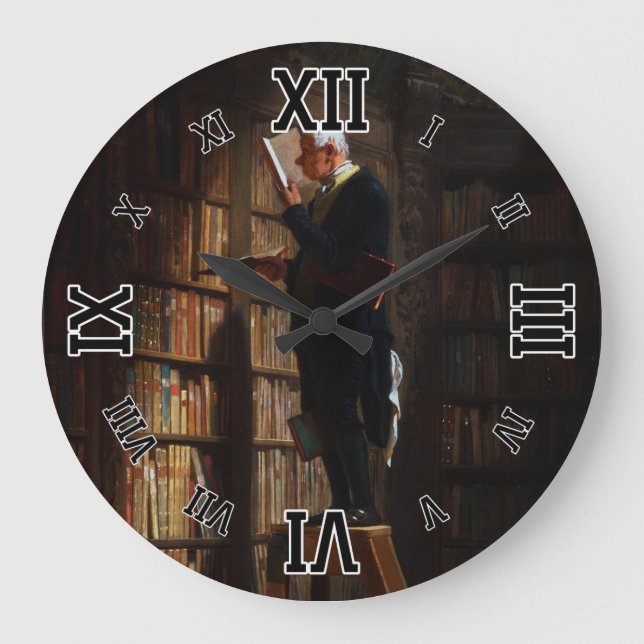 The Bookworm by Carl Spitzweg Large Clock (Front)
