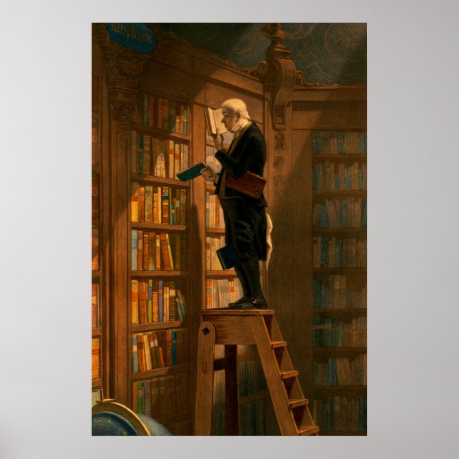 The Bookworm by Carl Spitzweg Poster (Front)