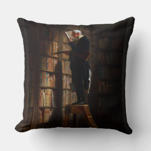 The Bookworm by Carl Spitzweg Throw Pillow