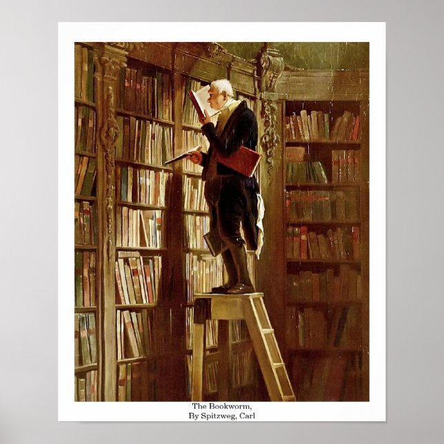 The Bookworm,  By Spitzweg, Carl Poster (Front)
