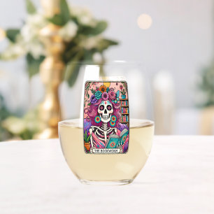The Bookworm  Stemless Wine Glass