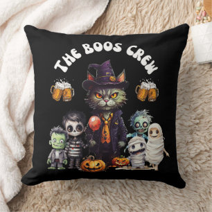 The Boos Crew Funny Halloween Booze Throw Pillow