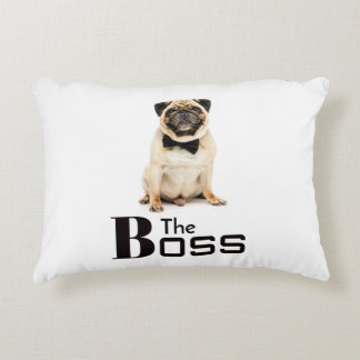 The Boss Accent Pillow with Pull Dog Design