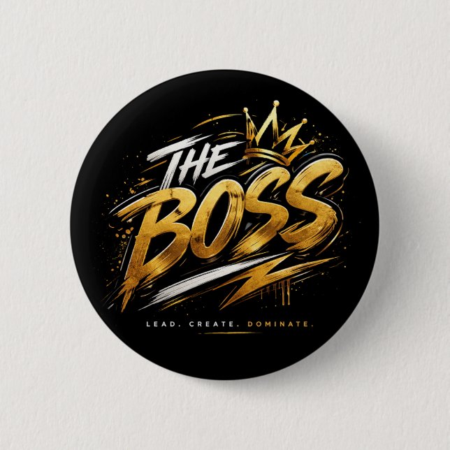 The Boss Crown – Gold Motivation Power Button 🔥 (Front)