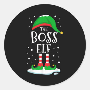 The Boss Elf Christmas Family Matching Xmas Group  Classic Round Sticker