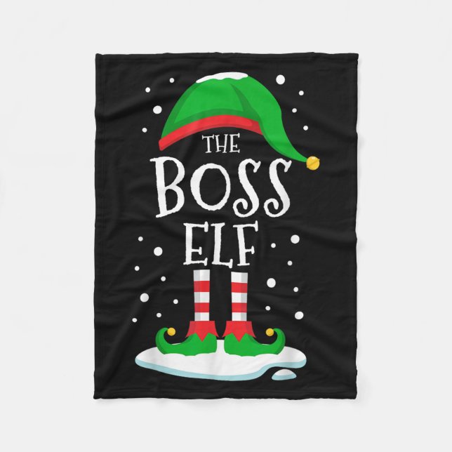 The Boss Elf Christmas Family Matching Xmas Group  Fleece Blanket (Front)