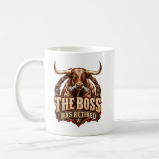 The Boss Has Retired Texas Longhorn Bull Coffee Mug