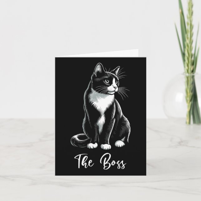 The Boss Tuxedo Cat Lover Kitten Tuxedo Cat Owner  Card (Front)