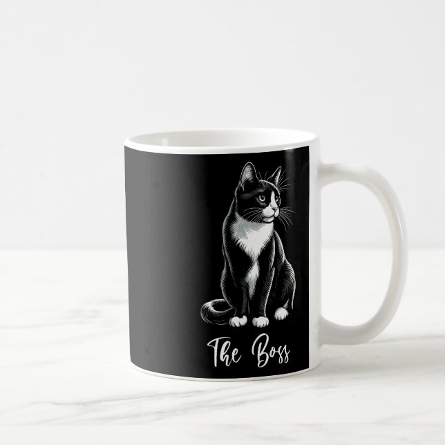 The Boss Tuxedo Cat Lover Kitten Tuxedo Cat Owner  Coffee Mug (Right)