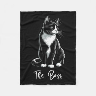 The Boss Tuxedo Cat Lover Kitten Tuxedo Cat Owner Fleece Blanket