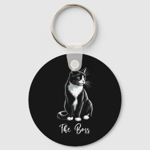 The Boss Tuxedo Cat Lover Kitten Tuxedo Cat Owner  Keychain