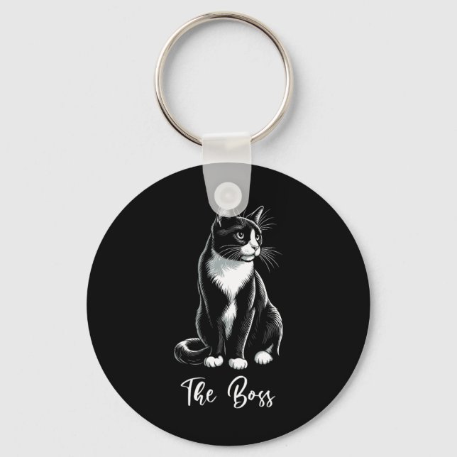 The Boss Tuxedo Cat Lover Kitten Tuxedo Cat Owner  Keychain