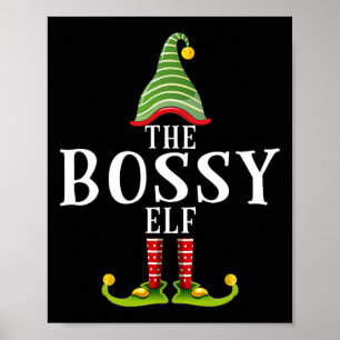 The Bossy Elf Funny Matching Pajama Xmas  Poster