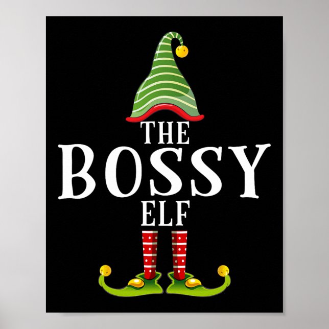 The Bossy Elf Funny Matching Pajama Xmas  Poster (Front)