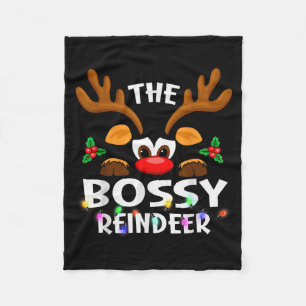 The Bossy Reindeer Christmas Men Women Fleece Blanket