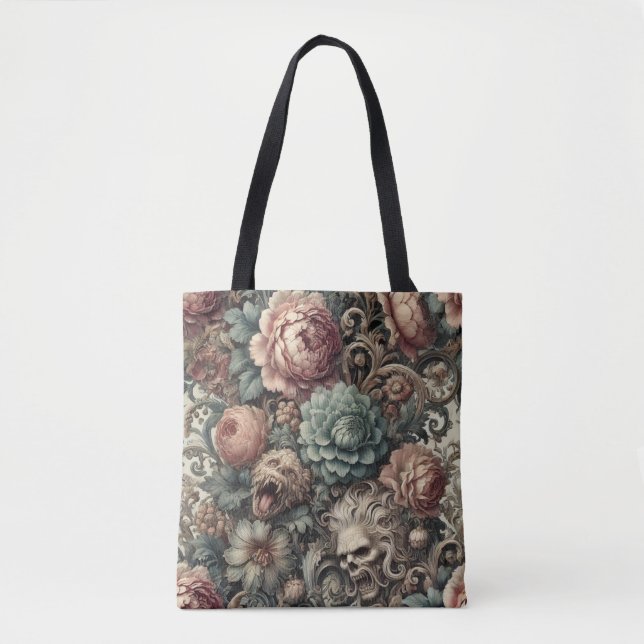 The Botanist’s Curse – Gothic Victorian Floral  Tote Bag (Front)