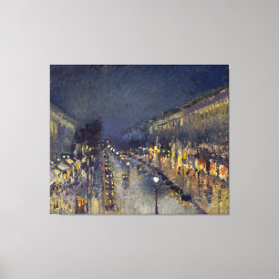 The Boulevard Montmartre at Night Pissarro  Canvas Print