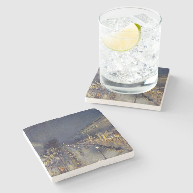 The Boulevard Montmartre at Night Pissarro  Stone Coaster (Side)