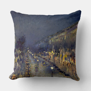 The Boulevard Montmartre at Night Pissarro Throw Pillow