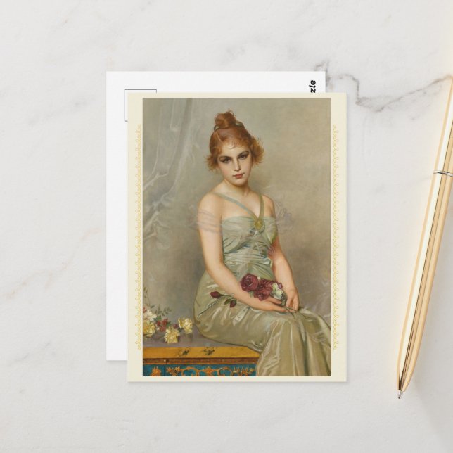 The Bouquet by Vittorio Matteo Corcos Postcard (Front/Back In Situ)