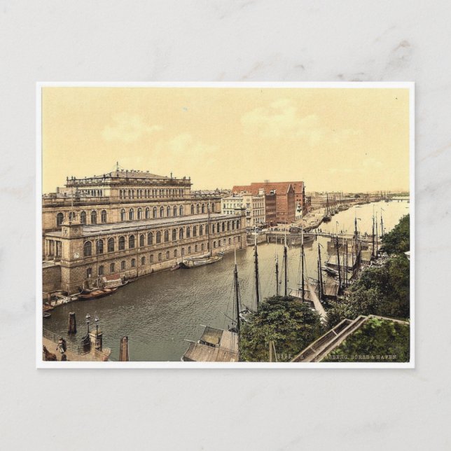 The bourse and harbour, Konigsberg, East Prussia,  Postcard (Front)