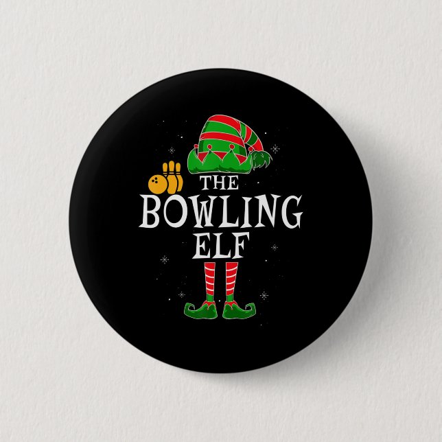 The Bowling Elf Group Matching Family Christmas Bo 2 Inch Round Button (Front)