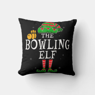The Bowling Elf Group Matching Family Christmas Bo Throw Pillow