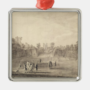 The Bowling Green at Claremont, 1738 (engraving) Metal Ornament